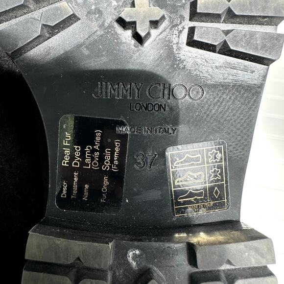 Jimmy Choo Deanna Shearling Lined Black Suede Crystal Loafers Slip On 37 - Picture 5 of 9